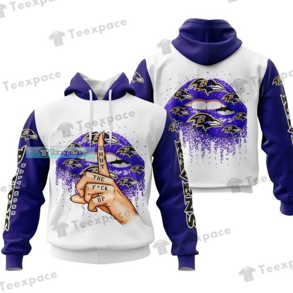 Baltimore Ravens Lips Shut The Fxxk Up Brush Pattern Hoodie 1