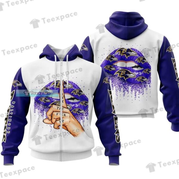 Baltimore Ravens Lips Shut The Fxxk Up Brush Pattern Hoodie 2