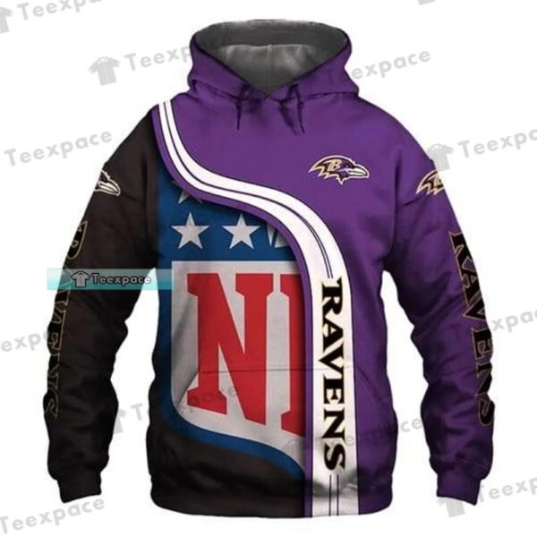 Baltimore Ravens NFL Curved Black Purple Texture Hoodie 1