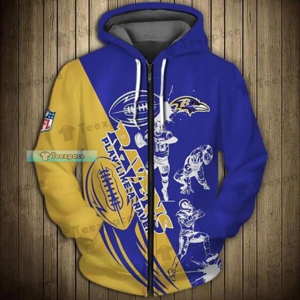 Baltimore Ravens Play Like A Raven Player Art Texture Hoodie 1