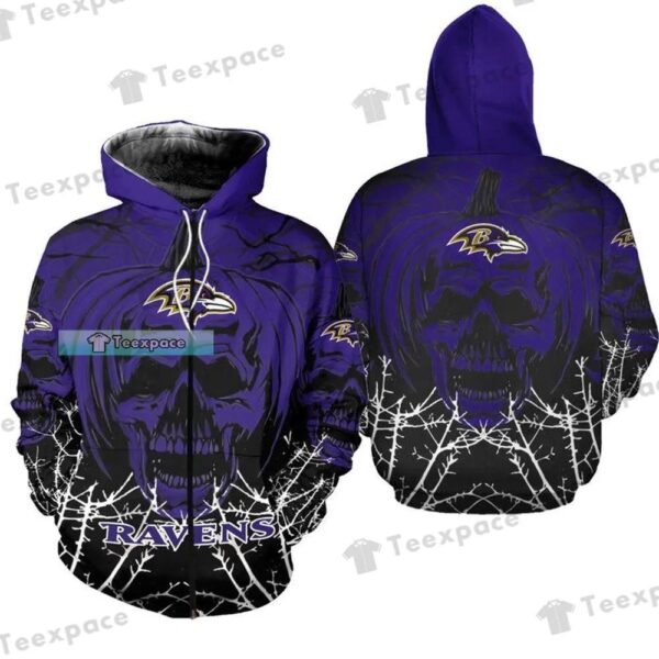 Baltimore Ravens Pumpkin Skull Hoodie 1