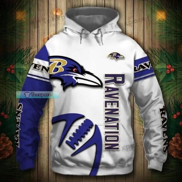 Baltimore Ravens Zigzag Rugby Ball Patern Hoodie 2