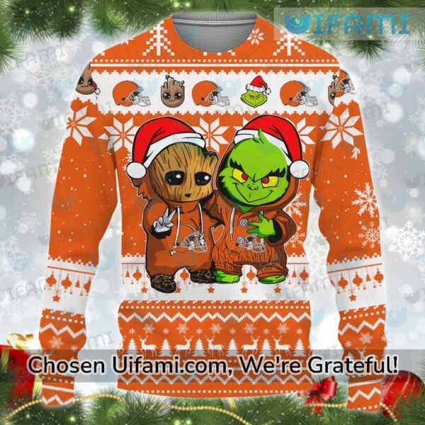 Browns Ugly Sweater Baby Groot Grinch Unique Cleveland Browns Gifts