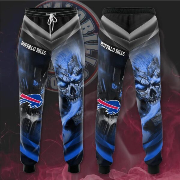 Buffalo Bills Mens Sweatpants smoke skull, Casual Drawstring Trousers Training Pants Fan Gift