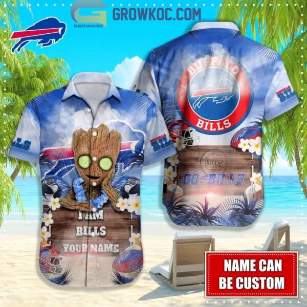 Buffalo Bills NFL Hawaiian Groot Design Button Shirt