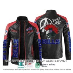 Buffalo Bills Punk’s Not Dead Skull motocycle block biker leather jacket