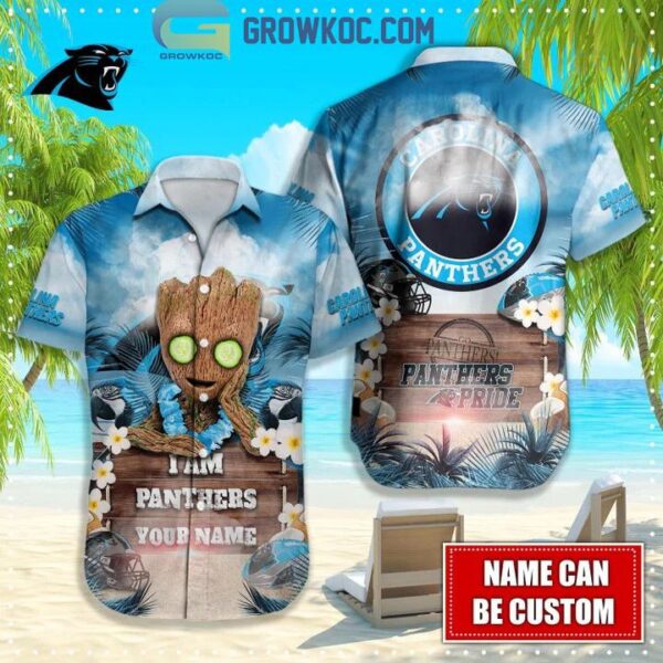 Carolina Panthers NFL Hawaiian Groot Design Button Shirt