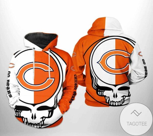 Chicago Bears NFL Grateful Dead 3D Printed Hoodie Zipper Hooded Jacket