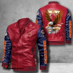 Chicago-Bears-NFL-USEagle-Bomber-Leather-Jacket-custom-red