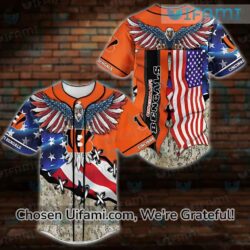 Cincinnati Bengals Baseball Jersey Camo USA Flag Bengals Gift