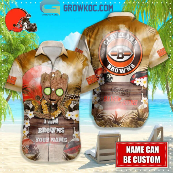 Cleveland Browns NFL Hawaiian Groot Design Button Shirt