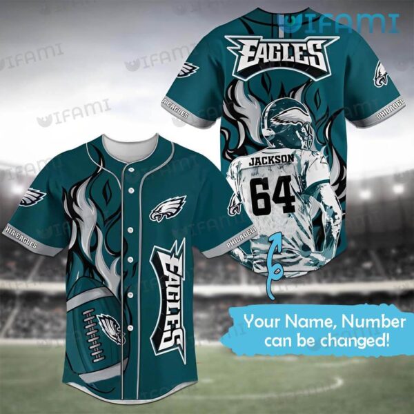 Custom Eagles Baseball Jersey Football On Fire Philadelphia Eagles Gift