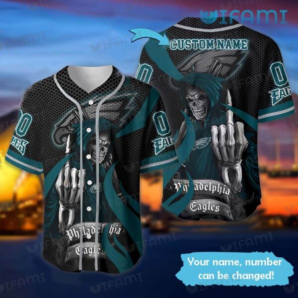 Custom Eagles Baseball Jersey Grim Reaper Philadelphia Eagles Gift