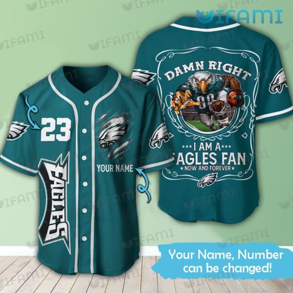 Custom Eagles Baseball Jersey Mascot Damn Right Philadelphia Eagles Gift