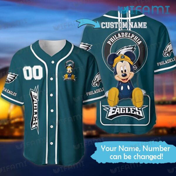 Custom Eagles Baseball Jersey Mickey Mouse Philadelphia Eagles Gift