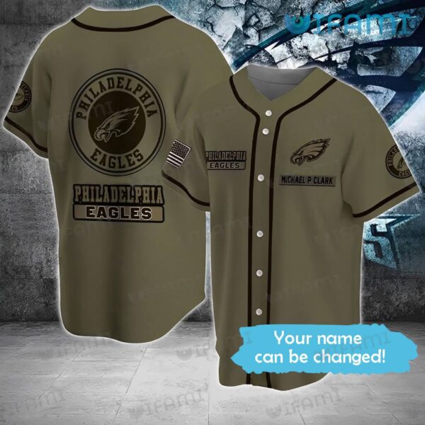 Custom Eagles Baseball Jersey Military Green Philadelphia Eagles Gift