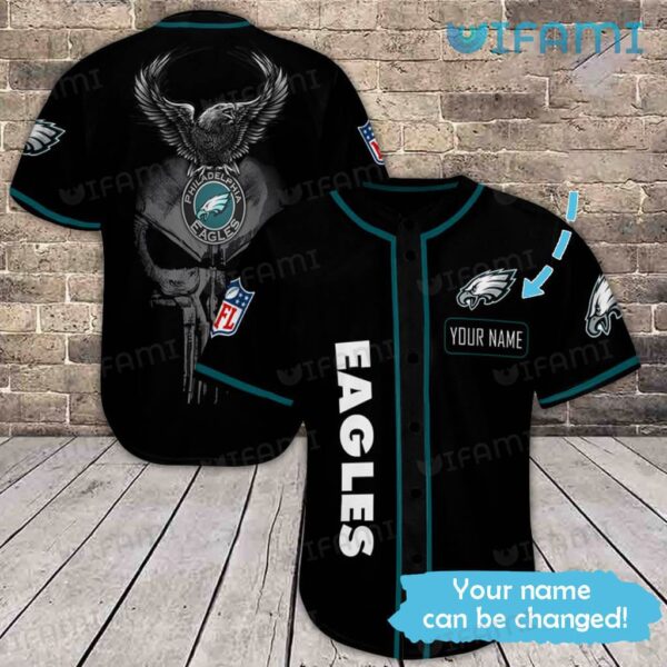 Custom Eagles Baseball Jersey Punisher Skull Philadelphia Eagles Gift