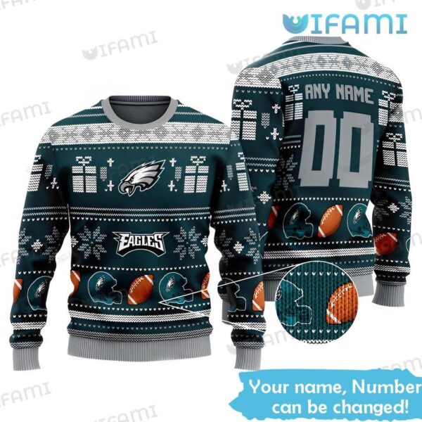 Custom Eagles Christmas Sweater Football Helmet Philadelphia Eagles Gift