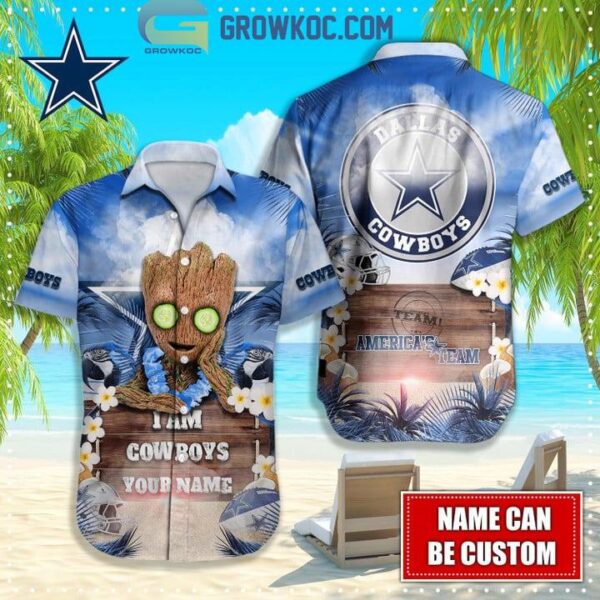 Dallas Cowboys NFL Hawaiian Groot Design Button Shirt