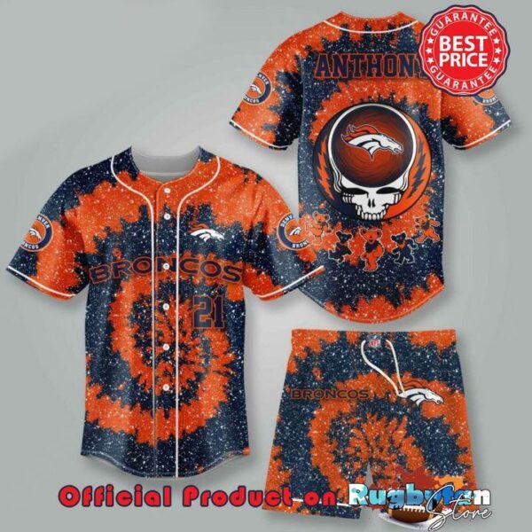 Denver Broncos NFL Grateful Dead 3D Personalized Premium Baseball Jersey