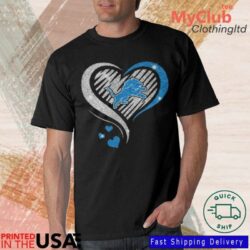 Detroit Lions Football Heart Diamond 2023 vanlentine's day tee