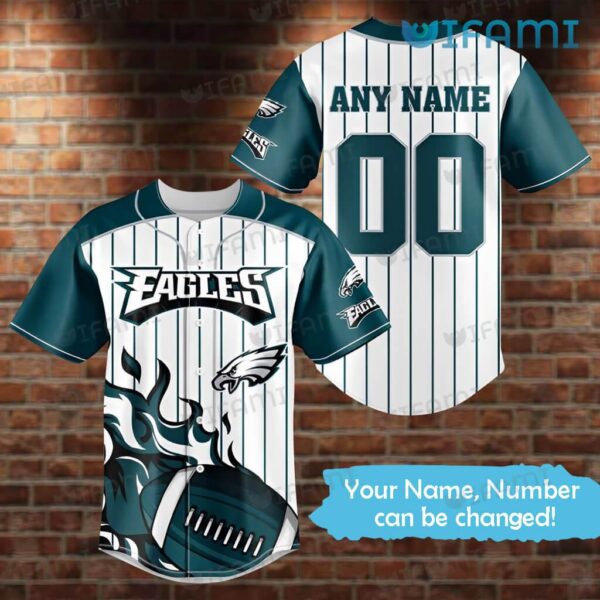 Eagles Baseball Jersey Ball Fire Stripe Pattern Custom Philadelphia Eagles Gift