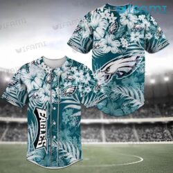 Eagles Baseball Jersey Hibiscus Tropical Leaf Philadelphia Eagles Gift