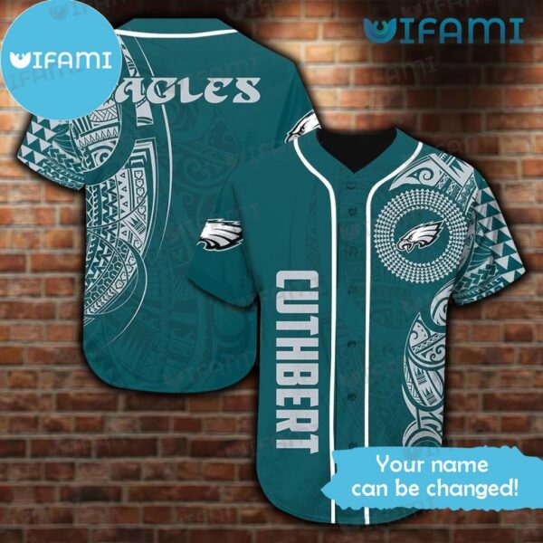 Eagles Baseball Jersey Polynesian Pattern Custom Philadelphia Eagles Gift