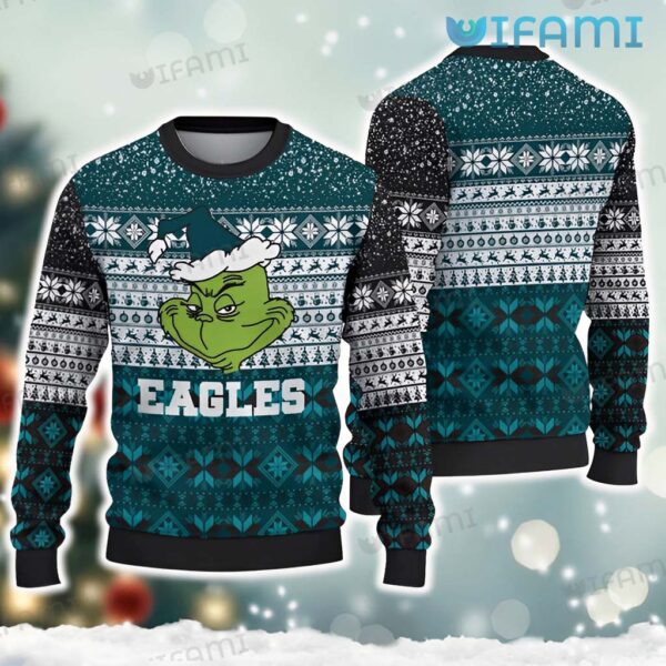 Eagles Christmas Sweater Grinch Santa Hat Philadelphia Eagles Gift