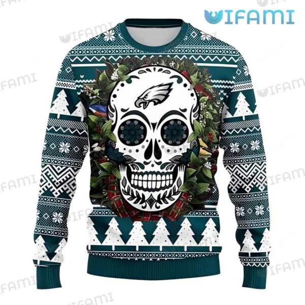 Eagles Christmas Sweater Sugar Skull Wreath Philadelphia Eagles Gift