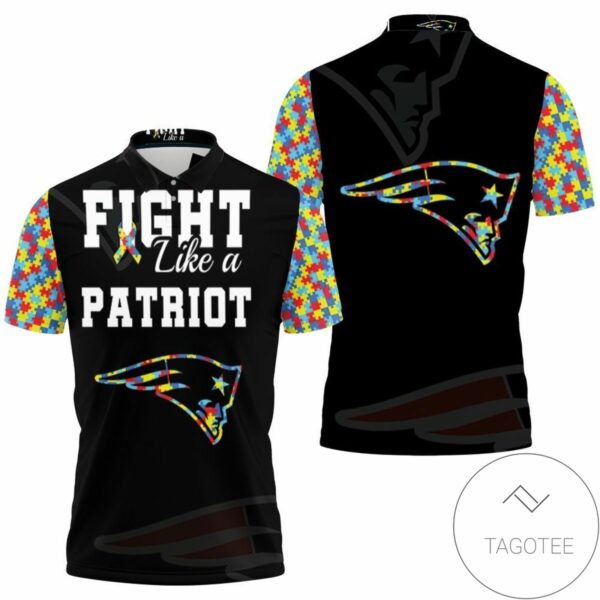 Fight Like A New England Patriots Autism Support All Over Print Polo Shirt
