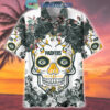 Green Bay Packers Skull Flower Hawaiian Shirt Green Bay Packers Skull Flower Hawaiian Shirt
