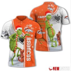 Grinch Stole Christmas Denver Broncos Nfl I Hate Morning People Polo Shirt