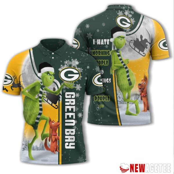 Grinch Stole Christmas Green Bay Packers Nfl I Hate Morning People Polo Shirt