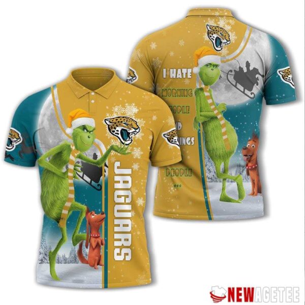 Grinch Stole Christmas Jacksonville Jaguars Nfl I Hate Morning People Polo Shirt