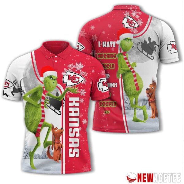 Grinch Stole Christmas Kansas City Chiefs Nfl I Hate Morning People Polo Shirt