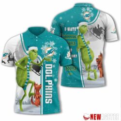 Grinch Stole Christmas Miami Dolphins Nfl I Hate Morning People Polo Shirt