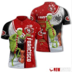 Grinch Stole Christmas San Francisco 49ers Nfl I Hate Morning People Polo Shirt