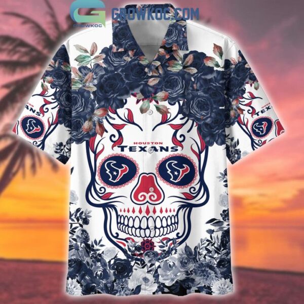 Houston Texans Skull Flower Hawaiian Shirt