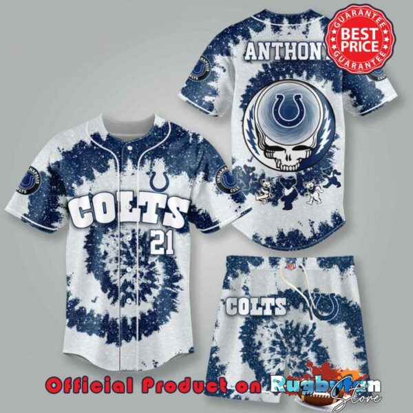 Indianapolis Colts NFL Grateful Dead 3D Personalized Premium Baseball Jersey
