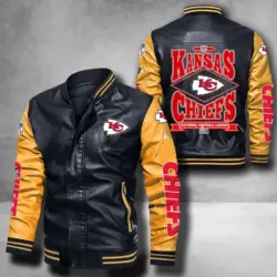 Kansas City Chiefs NFL Super Bowl LVII Champions Leather Jacket v2 - black yellow