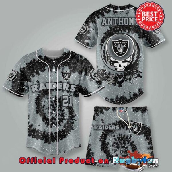 Las Vegas Raiders NFL Grateful Dead 3D Personalized Premium Baseball Jersey