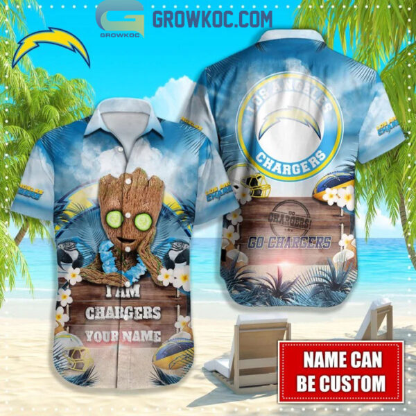 Los Angeles Chargers NFL Groot Hawaiian Design Button Shirt
