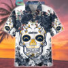 Los Angeles Chargers Skull Flower Hawaiian Shirt Los Angeles Chargers Skull Flower Hawaiian Shirt