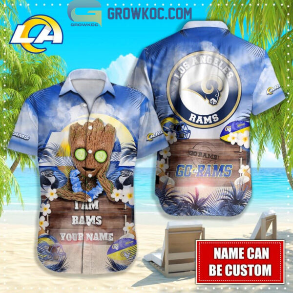 Los Angeles Ram NFL Hawaiian Groot Design Button Shirt