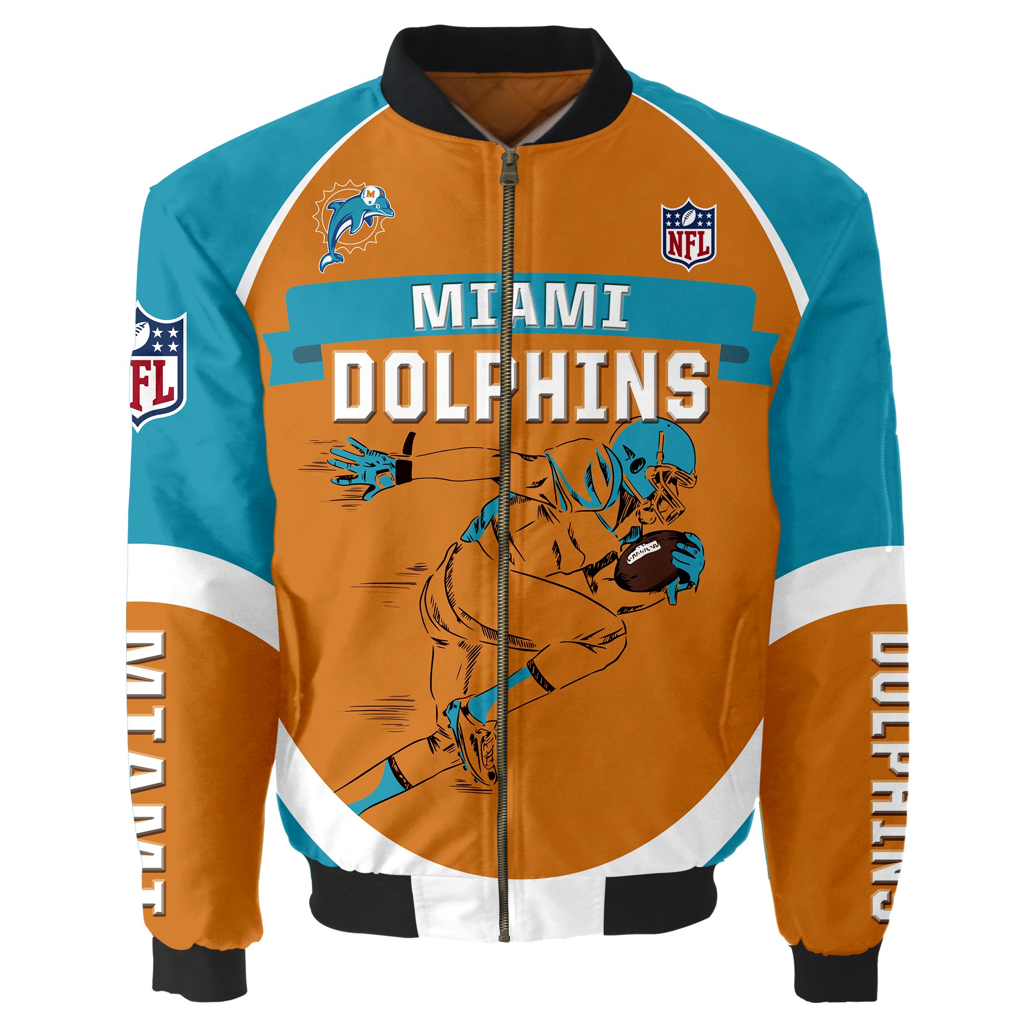 Top 20 Wonderful Miami dolphins Chisrtmas Themed Gifts For Sports fan Miami Dolphins NFL 3d Bomber Jacket Graphic Running - New arrivals