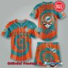 Miami Dolphins NFL Grateful Dead 3D Personalized Premium Baseball Jersey Miami Dolphins NFL Grateful Dead 3D Personalized Premium Baseball Jersey