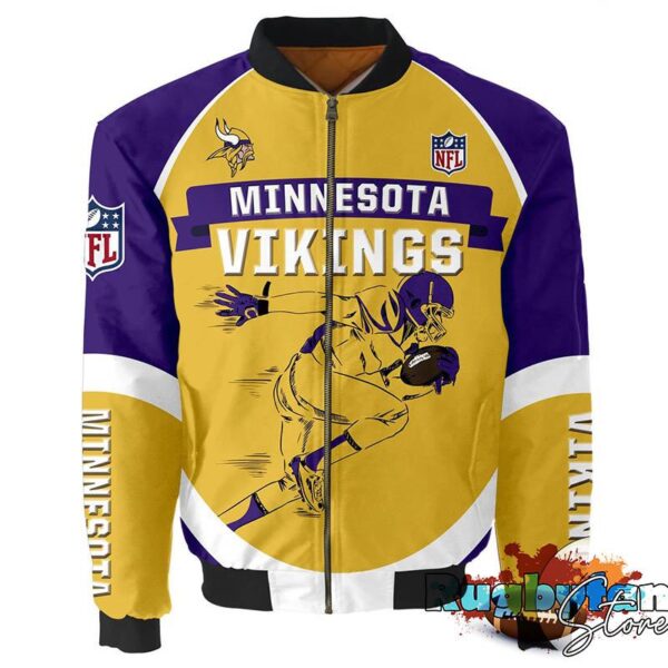 Minnesota Vikings NFL 3d Bomber Jacket Graphic Running - New arrivals