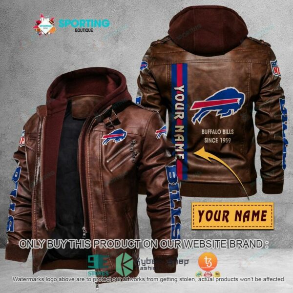 NEW NFL Buffalo Bills Since 1959 Custom Name hoodie mens Leather Jacket 1
