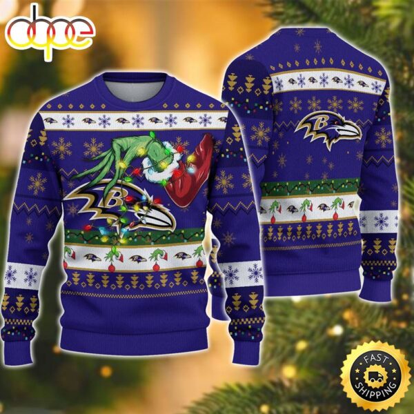 NFL Baltimore Ravens Grinch Christmas Ugly Sweater best cheap